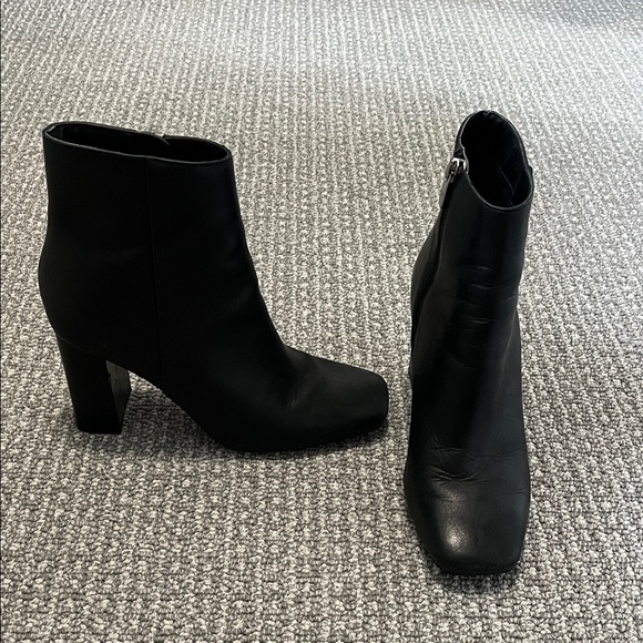 Marc Fisher Sleek Black Leather Ankle Booties - Picture 2 of 3